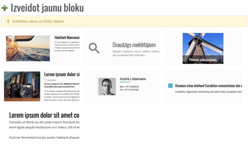 pievienot fiksēto bloku